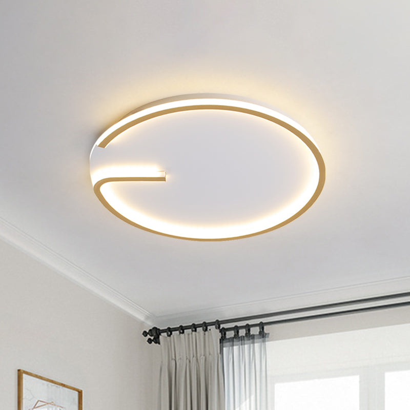 Modern White LED Flush Mount Lamp - Round Acrylic Bedroom Light, 16"/19.5" Dia, G-Pattern, Warm/White Light