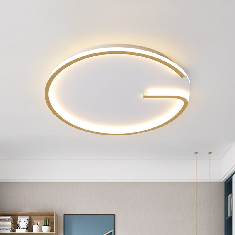 Modern White LED Flush Mount Lamp - Round Acrylic Bedroom Light, 16"/19.5" Dia, G-Pattern, Warm/White Light