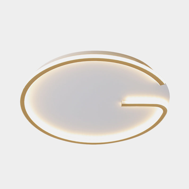 Modern White LED Flush Mount Lamp - Round Acrylic Bedroom Light, 16"/19.5" Dia, G-Pattern, Warm/White Light