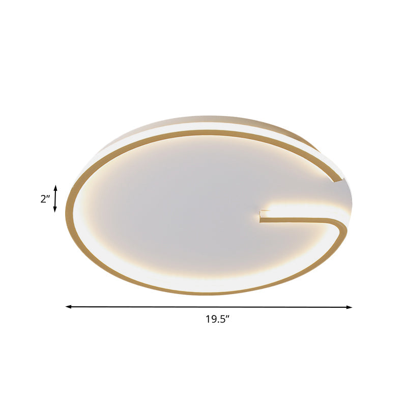 Modern White LED Flush Mount Lamp - Round Acrylic Bedroom Light, 16"/19.5" Dia, G-Pattern, Warm/White Light