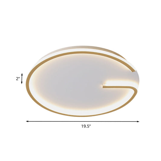 Modern White Led Flush Mount Lamp - Round Acrylic Bedroom Light 16/19.5 Dia G-Pattern Warm/White