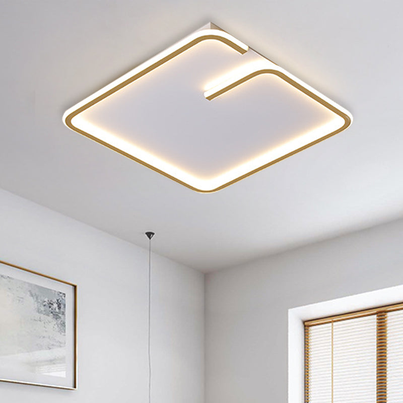 Simple LED Acrylic Flushmount Light - White Square Flush Mount, Warm/White Light, 16"/19.5" Width