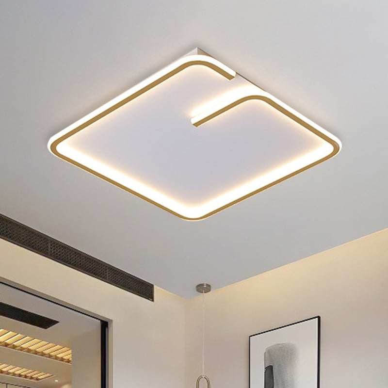 Simple LED Acrylic Flushmount Light - White Square Flush Mount, Warm/White Light, 16"/19.5" Width
