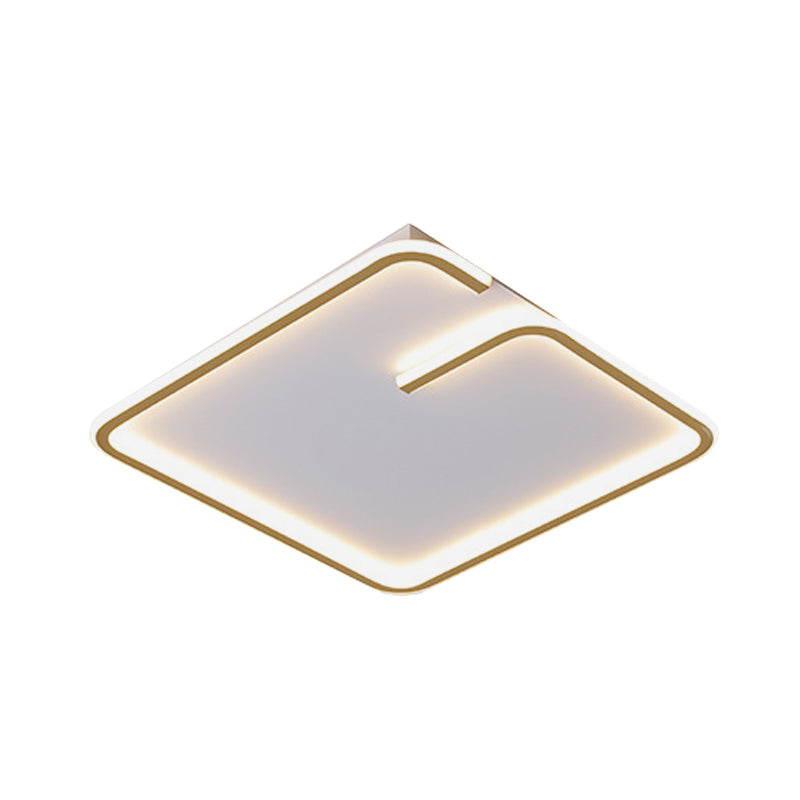 Simple LED Acrylic Flushmount Light - White Square Flush Mount, Warm/White Light, 16"/19.5" Width