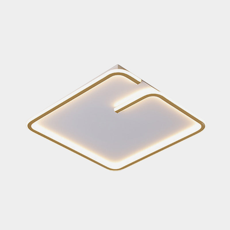 Simple LED Acrylic Flushmount Light - White Square Flush Mount, Warm/White Light, 16"/19.5" Width