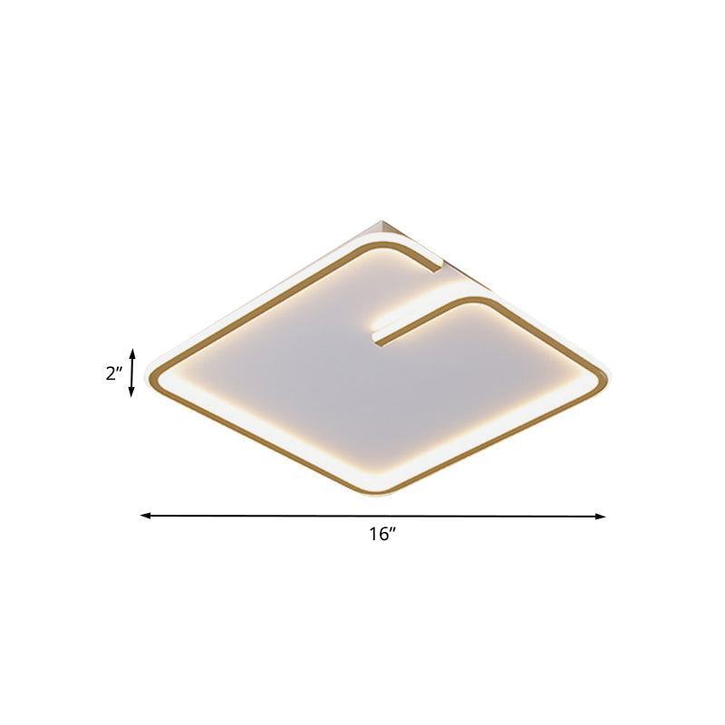 Simple LED Acrylic Flushmount Light - White Square Flush Mount, Warm/White Light, 16"/19.5" Width