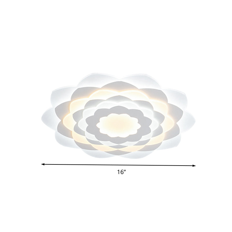 Contemporary Flower-Shaped LED Flushmount Ceiling Light for Bedroom - 16"/19.5" Wide
