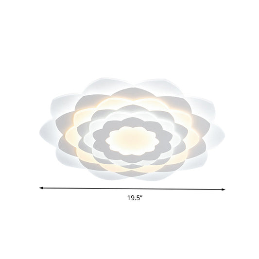 Contemporary Flower-Shaped Led Flushmount Ceiling Light For Bedroom - 16/19.5 Wide