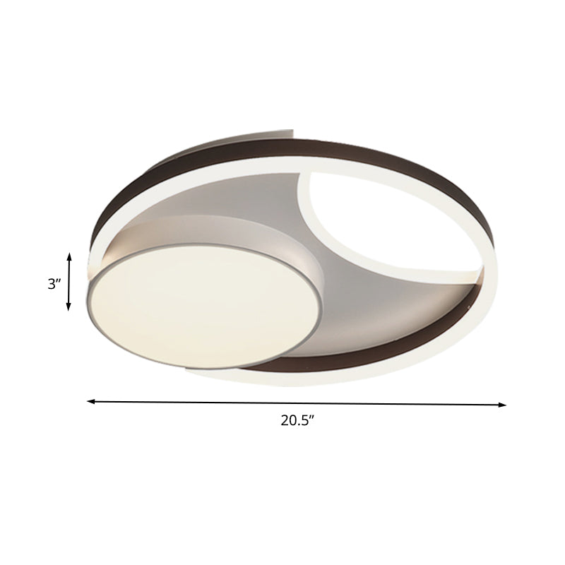 Minimalist Metallic LED Ceiling Mounted Flushmount Lighting in Coffee for Bedroom - 16.5"/20.5" Wide