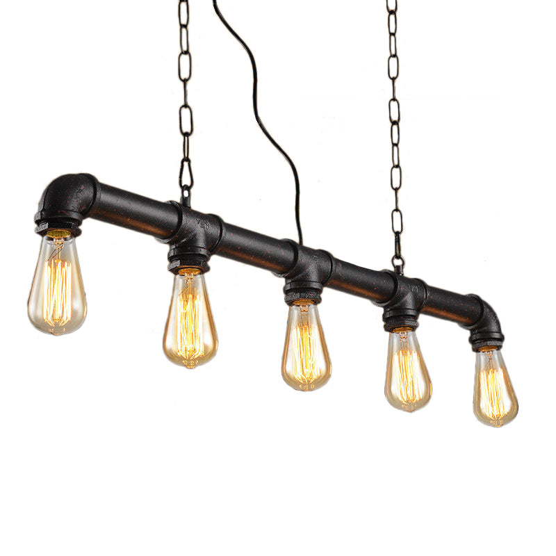 Vintage Metallic 5-Light Indoor Island Lighting With Weathered Copper Finish - Expose Bulb Pendant