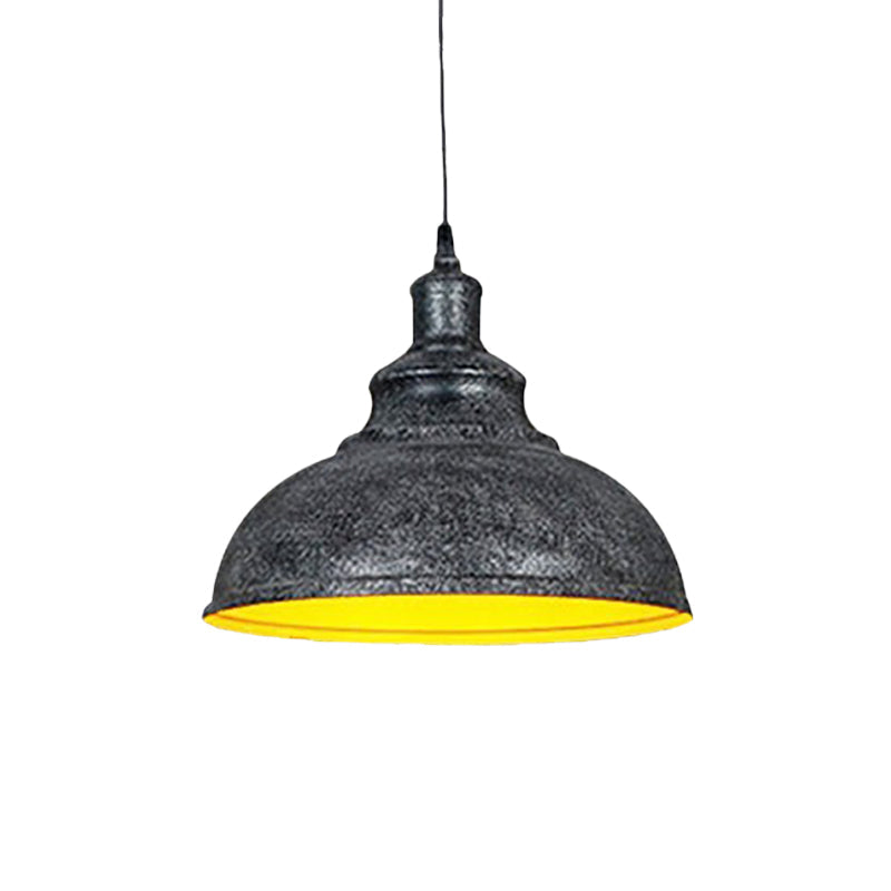 Vintage Iron Domed Pendant Light - 1-Light Black/Bronze Finish For Restaurants