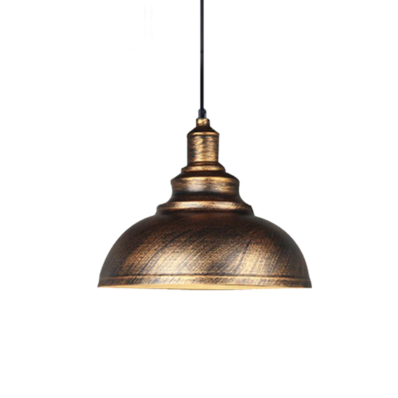Vintage Iron Domed Pendant Light - 1-Light Black/Bronze Finish For Restaurants