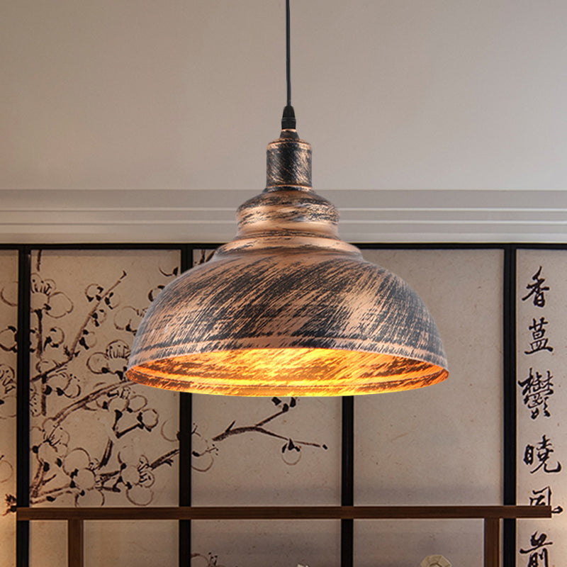 Rustic Countryside Barn Pendant Lamp - 1-Head, 12"/16" Wide Metallic Hanging Light Fixture for Restaurants