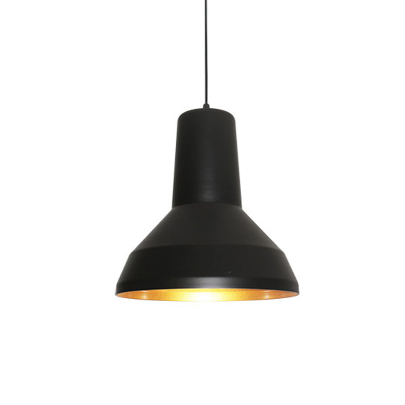 Black 1-Bulb Industrial Metal Funnel Shade Ceiling Hang Fixture for Dining Table