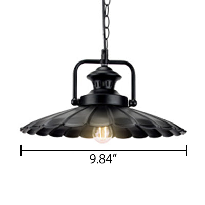 Vintage Industrial Pendant Light - Black Metal Cone Pendant Lamp for Indoor Use with 1 Light