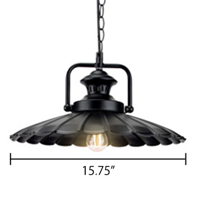 Vintage Industrial Pendant Light - Black Metal Cone Pendant Lamp for Indoor Use with 1 Light