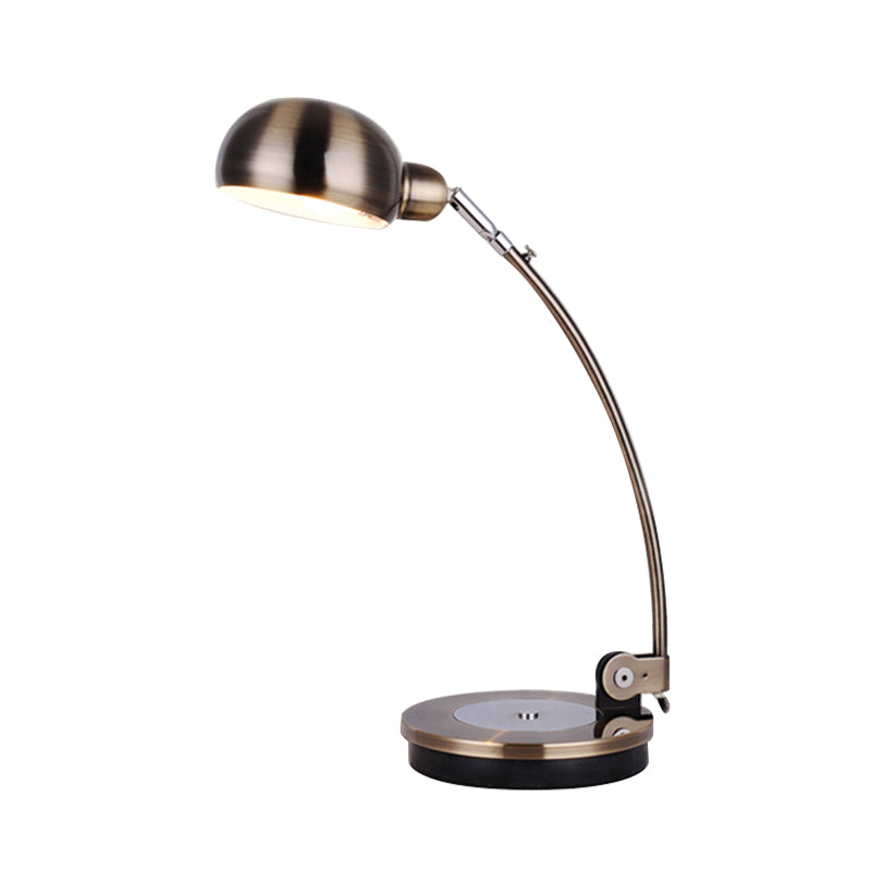 Vintage Style Led Reading Lamp: Domed Shade Black/Silver/Bronze Metal Task Lighting For Office