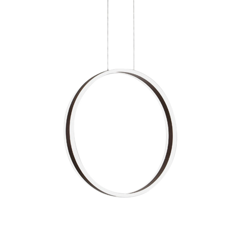 Modernist Ring Hanging Light Kit - Acrylic Dining Room LED Pendant Lamp in Coffee, 16"/23.5" Dia