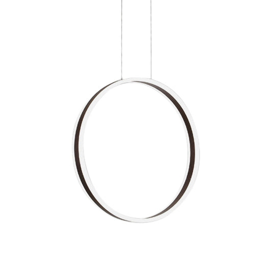 Modernist Acrylic Ring Pendant Lamp 16/23.5 Dia Coffee Led Ceiling Light For Dining Room