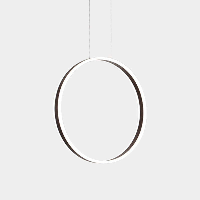 Modernist Ring Hanging Light Kit - Acrylic Dining Room LED Pendant Lamp in Coffee, 16"/23.5" Dia