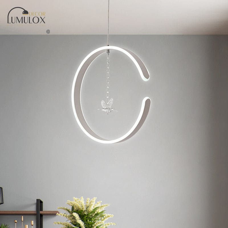 Acrylic Ring Pendant Lamp – Minimalist LED Hanging Light in White or Black