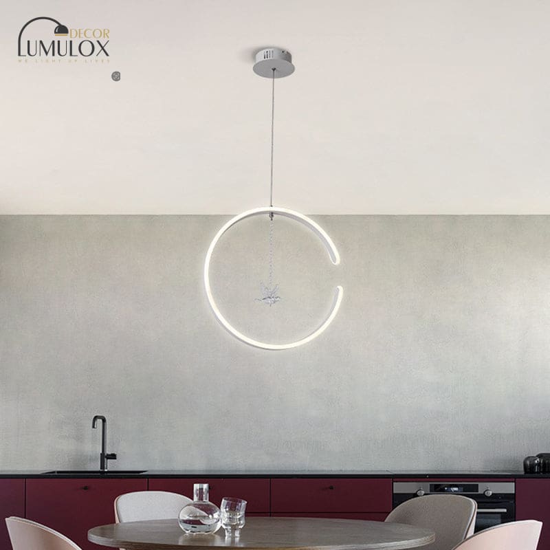 Acrylic Ring Pendant Lamp – Minimalist LED Hanging Light in White or Black