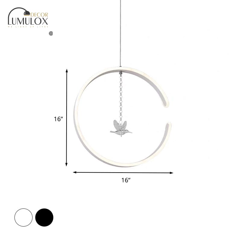 Acrylic Ring Pendant Lamp – Minimalist LED Hanging Light in White or Black