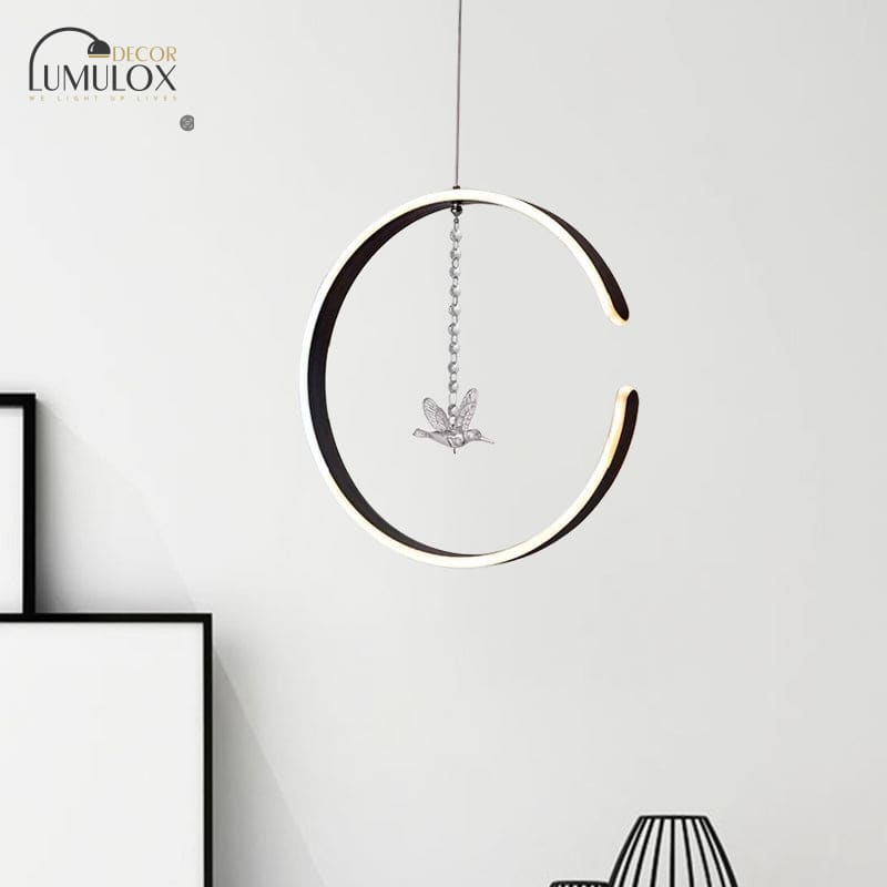 Acrylic Ring Pendant Lamp – Minimalist LED Hanging Light in White or Black