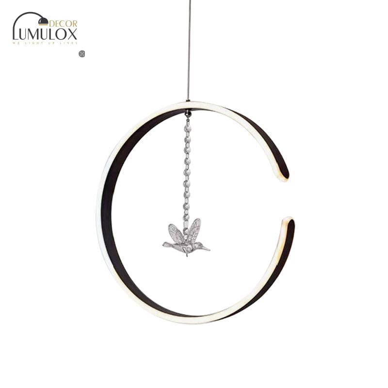 Acrylic Ring Pendant Lamp – Minimalist LED Hanging Light in White or Black
