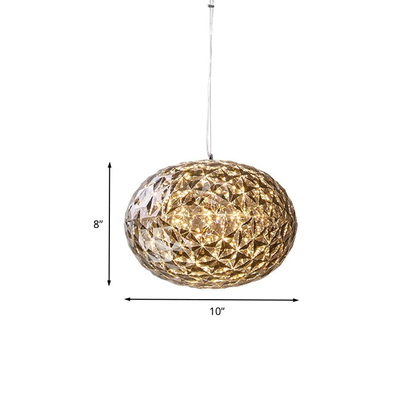 Modern Led Bedside Pendant Light With Ball Acrylic Shade - 10/12 Contemporary Grey