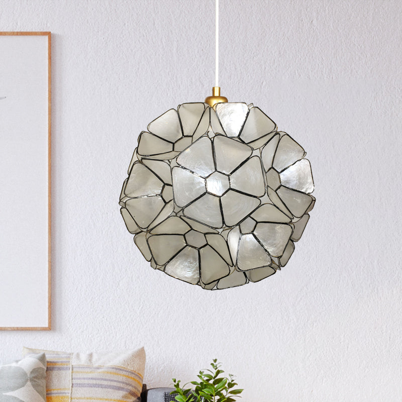 Modernist Black Blossom Pendant Light: Elegant 1-Head Shell Hanging Ceiling Lamp with Splicing Design