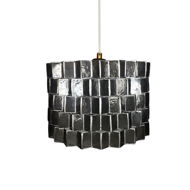 Modernist Shell Pendant Lighting with Black Finish - Sleek Drum Shape, 1 Head Suspension Lamp for Bedroom Ceiling
