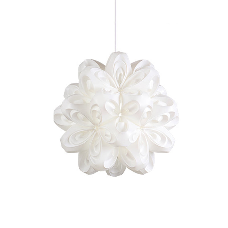 Contemporary White Bedside Pendant Ceiling Fixture with Blossom Acrylic Shade