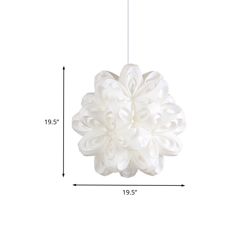 Contemporary White Bedside Pendant Ceiling Fixture with Blossom Acrylic Shade