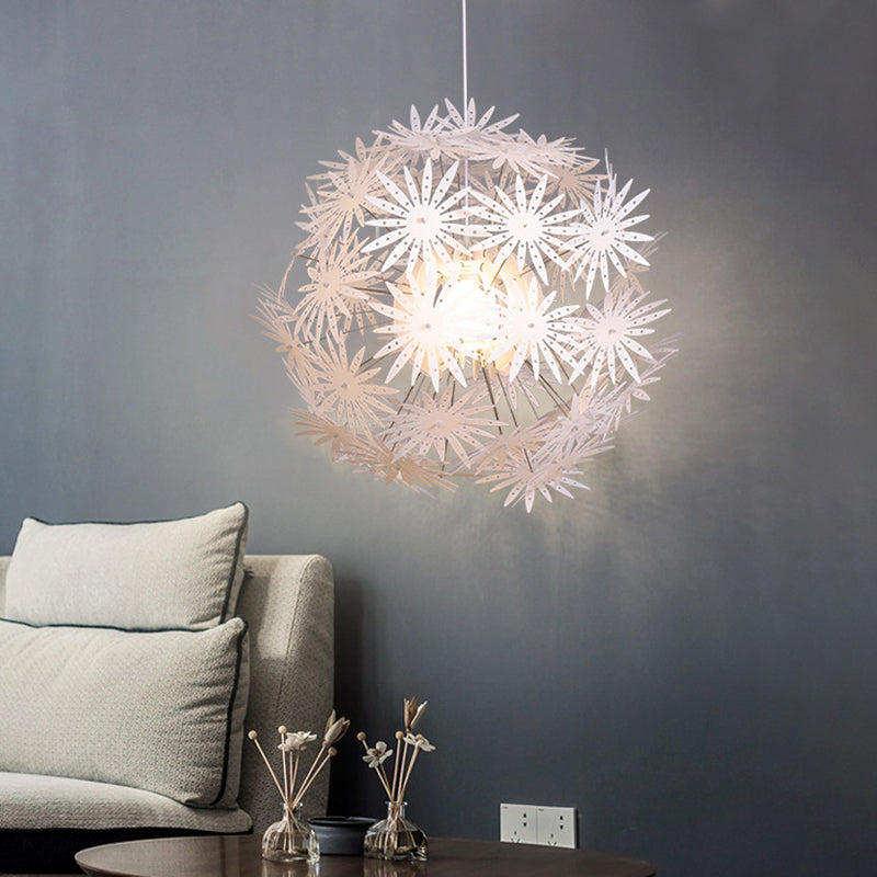 Dandelion 1-Bulb Modern Hanging Light Kit In White - Acrylic 19/23.5 Wide For Bedroom Ceiling