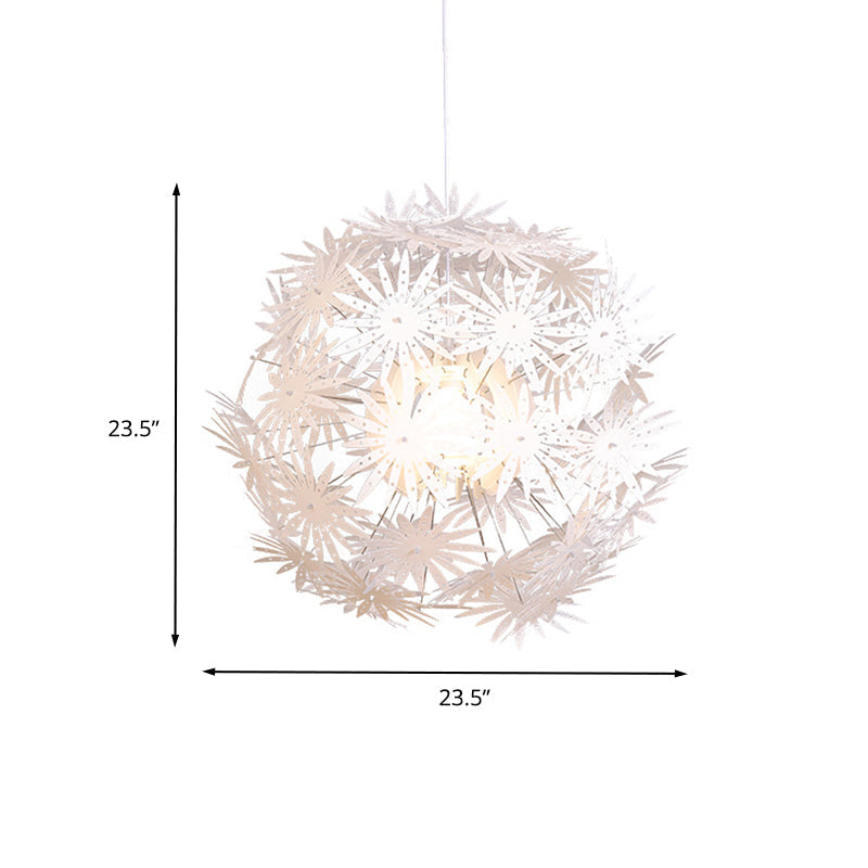 Dandelion Modern Bedroom Pendant: White Acrylic Hanging Light Kit - 1-Bulb, 19"/23.5" Wide"