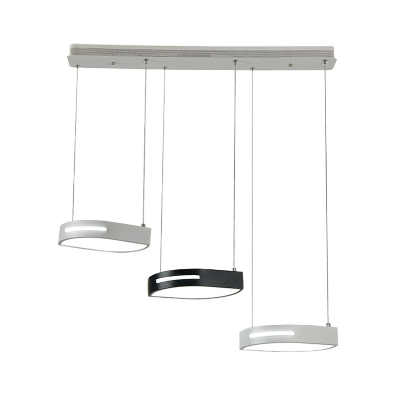 Modernist Leaf Pendant Light - Metal 3 Heads Black And White