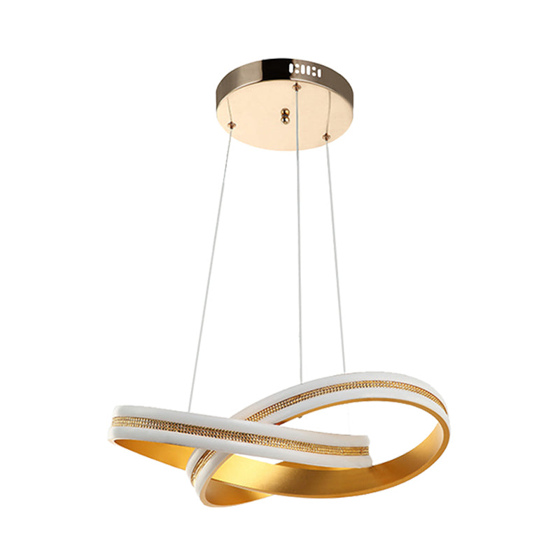 Modern Gold Twisting Hanging Chandelier with LED Acrylic Ceiling Pendant