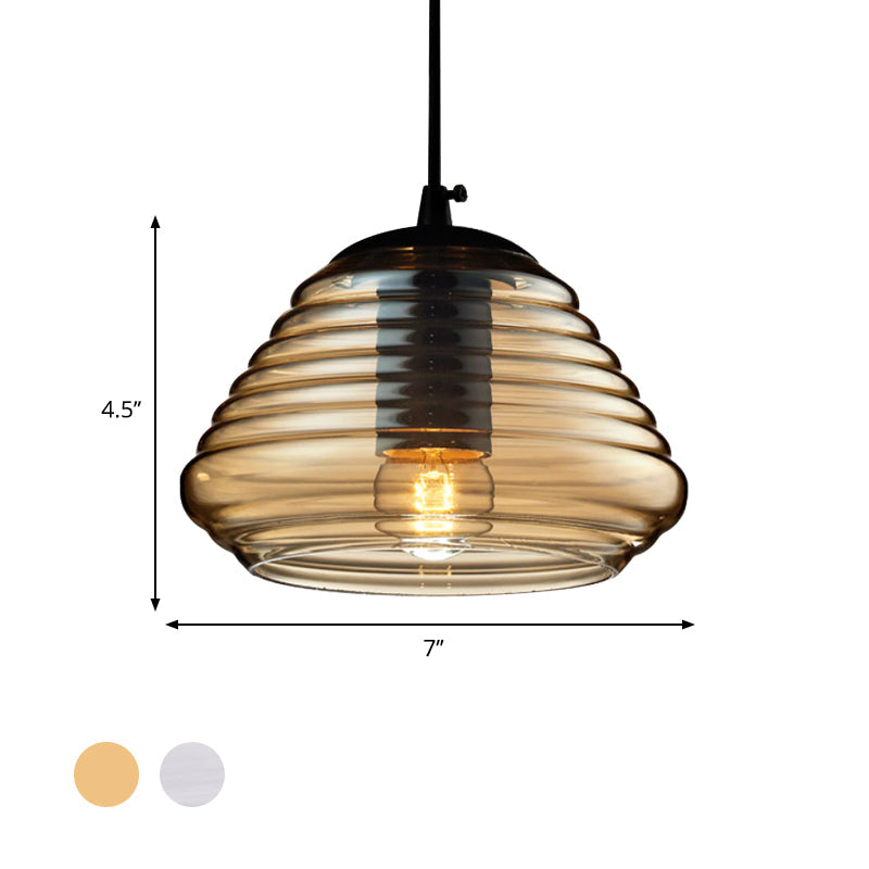 Luminaire suspendu en verre moderniste - Forme de bol/cylindrique/soucoupe - Volant transparent/ambre - Lampe suspendue noire