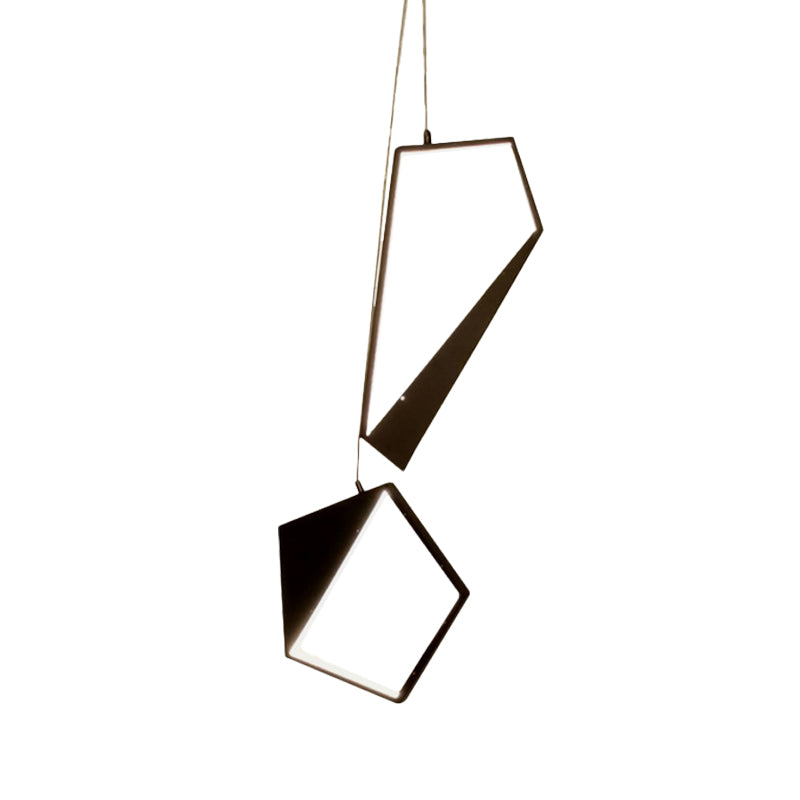 Minimalist Black Geometric LED Pendant Lamp with Acrylic Cluster - White/Warm Light for Living Room