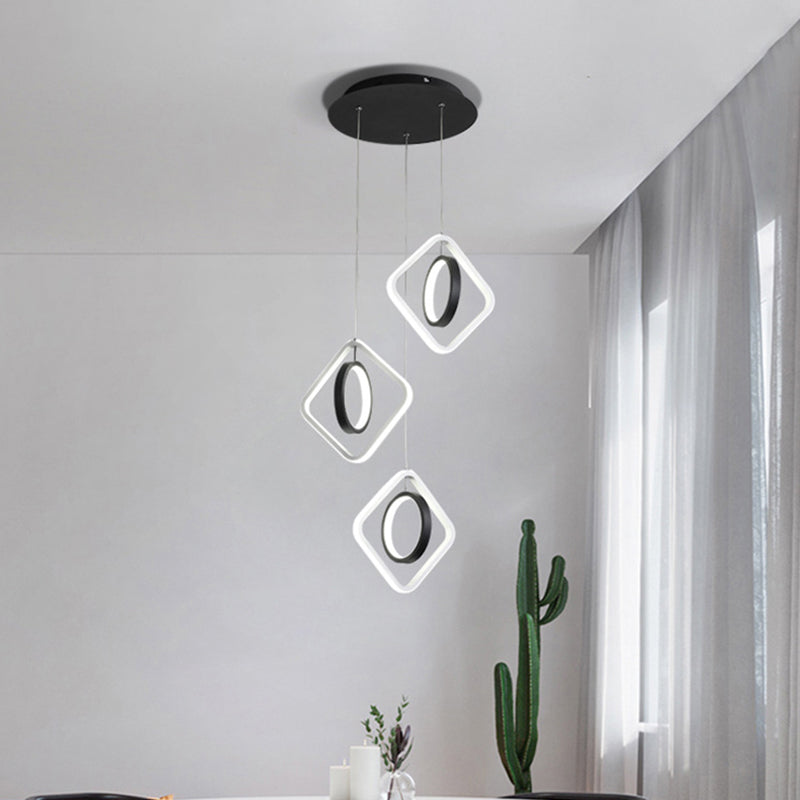 Contemporary Acrylic LED Pendant Light for Dining Room in Black or White/Warm Light
