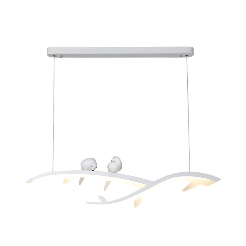 Modernist LED Acrylic Branch Suspension Light Pendant Ceiling Lamp with Bird Decor in White/Warm Light
