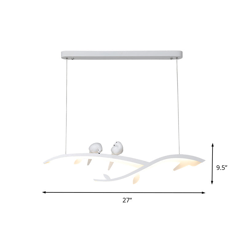 Modernist LED Acrylic Branch Suspension Light Pendant Ceiling Lamp with Bird Decor in White/Warm Light