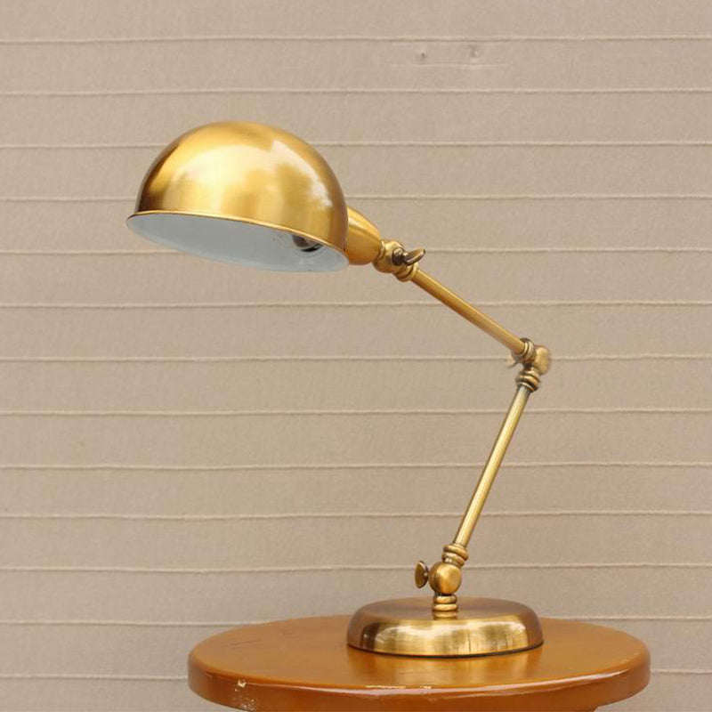 Vintage Loft Metallic Adjustable Desk Lamp - Gold Dome Shade For Bedroom