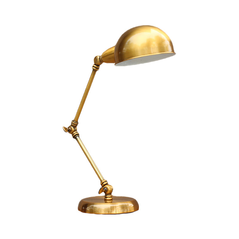 Vintage Loft Metallic Adjustable Desk Lamp - Gold Dome Shade For Bedroom