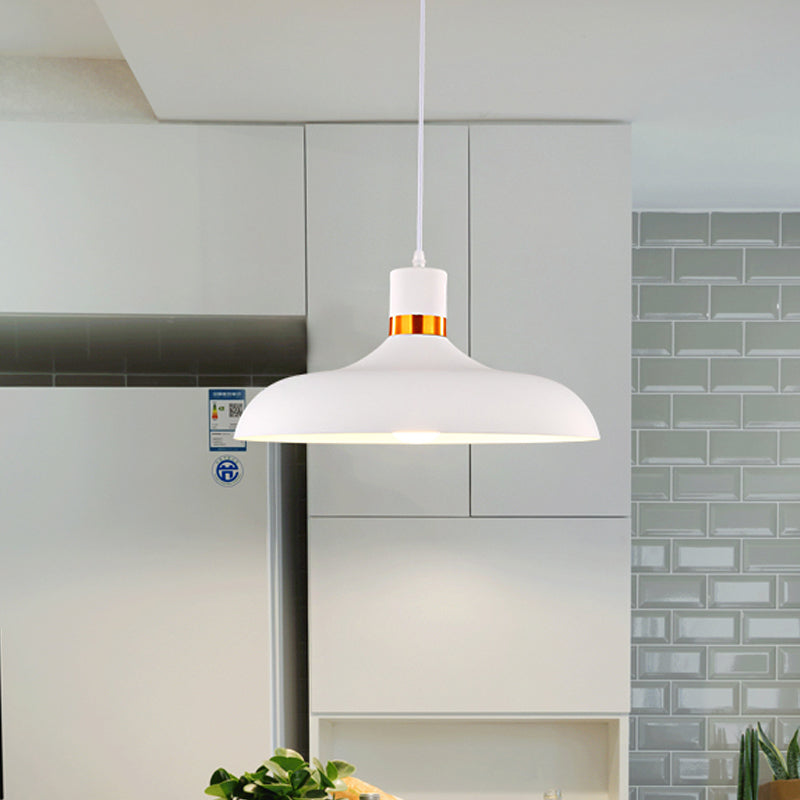 Macaron Style Pendant Lamp with Aluminum Barn Shade - Grey/Blue Restaurant Ceiling Light Fixture