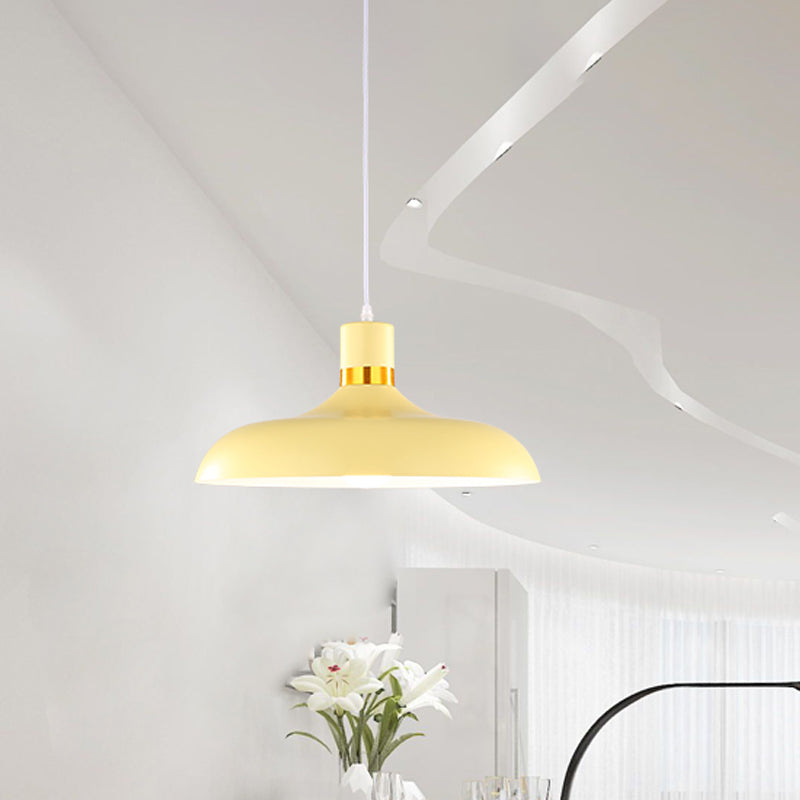 Macaron Style Pendant Lamp with Aluminum Barn Shade - Grey/Blue Restaurant Ceiling Light Fixture