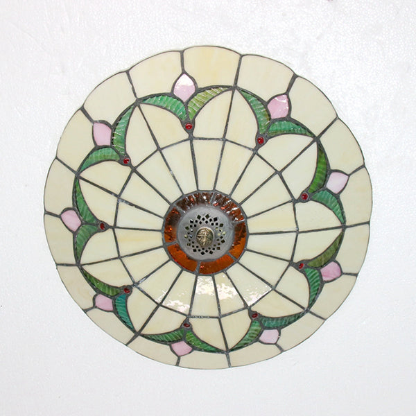 Plafonnier en verre teinté Tiffany Loft - Plafonnier encastré Magnolia aux nuances multicolores pour chambre à coucher