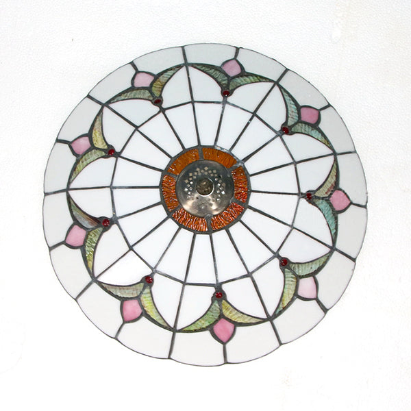 Plafonnier en verre teinté Tiffany Loft - Plafonnier encastré Magnolia aux nuances multicolores pour chambre à coucher