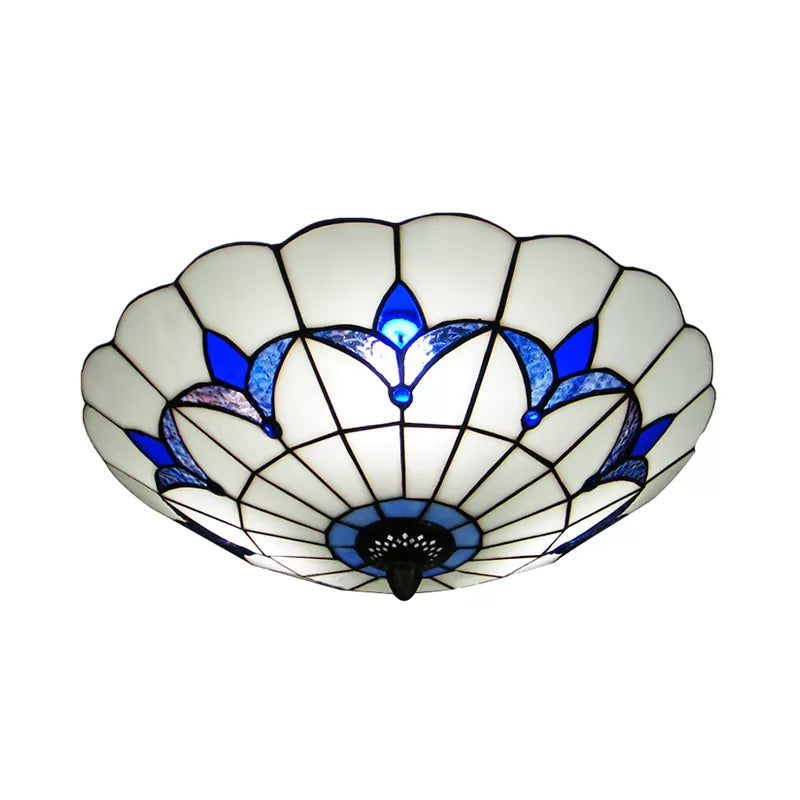 Plafonnier en verre teinté Tiffany Loft - Plafonnier encastré Magnolia aux nuances multicolores pour chambre à coucher